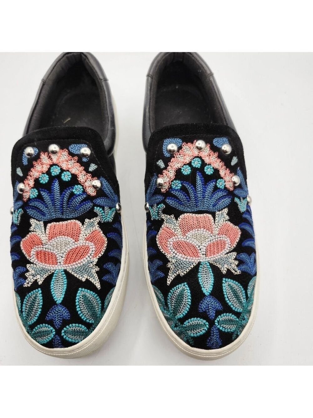 Rebecca Minkoff Black Sneakers with Floral Embroidery